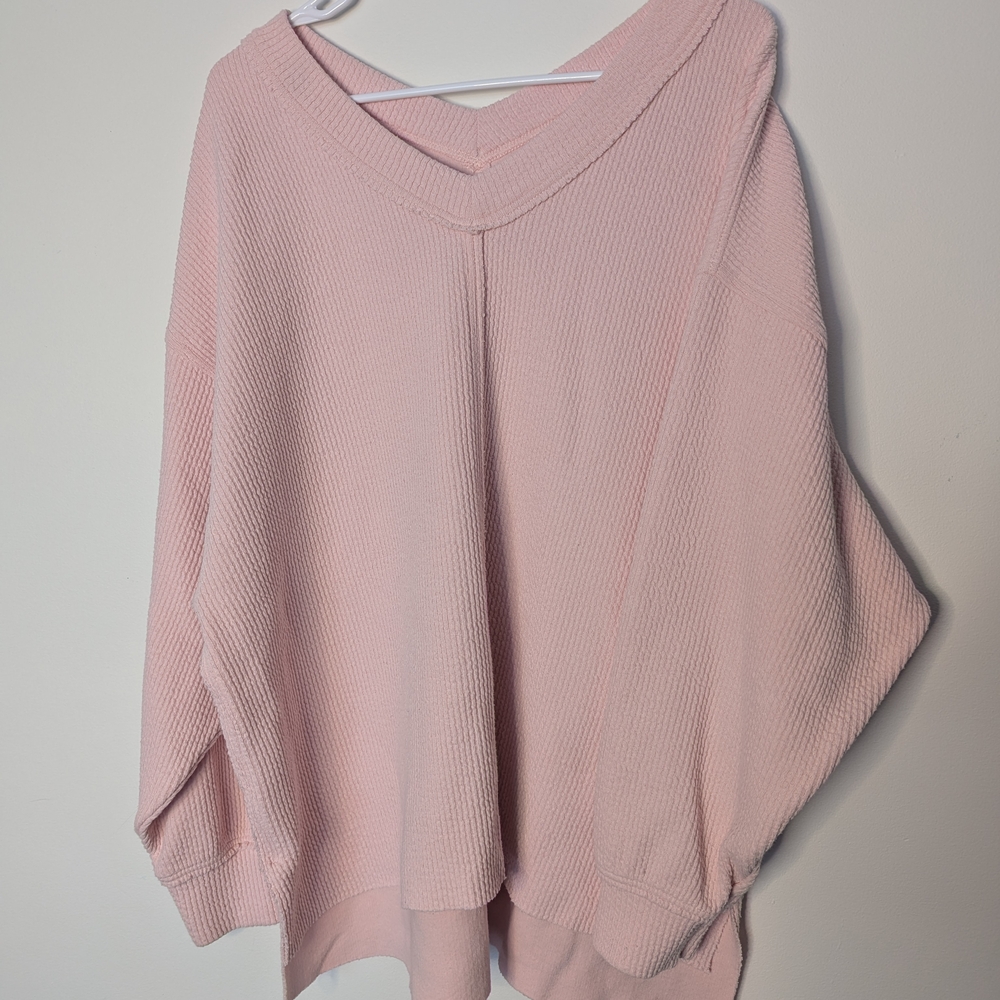 Aerie Soft Pink V-Neck Sweater